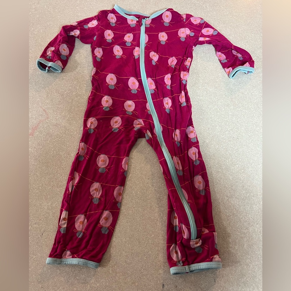 Kickee Pants Red Floral Kids Footie